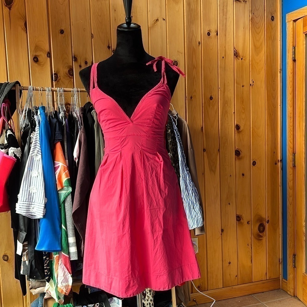 Patrizia Pepe Firenze‎ dress pink mini shoulder tie straps babydoll casual
